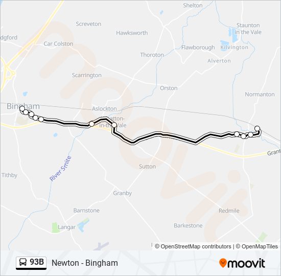 93b Route Schedules, Stops & Maps Bottesford (Updated)