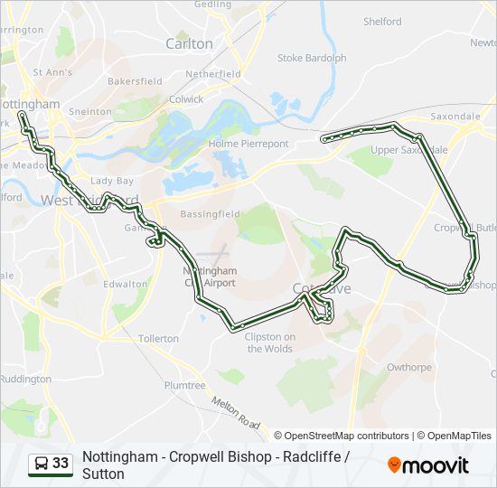 33 Route Schedules, Stops & Maps Radcliffe on Trent (Updated)
