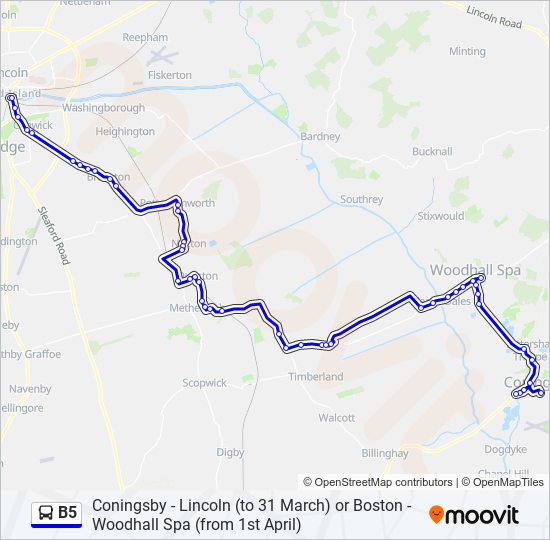 b5 Route Schedules, Stops & Maps Coningsby (Updated)