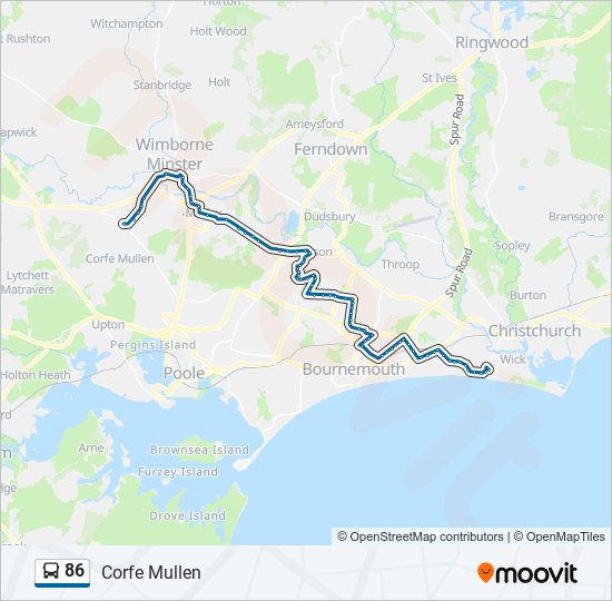 86 Route Schedules, Stops & Maps Corfe Mullen (Updated)