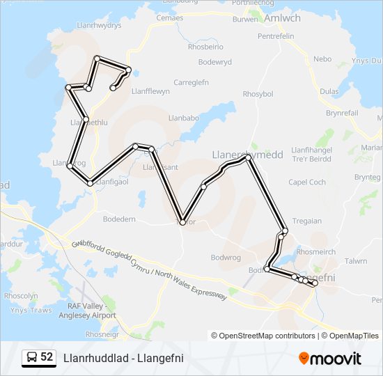 52 Route Schedules, Stops & Maps Llangefni (Updated)