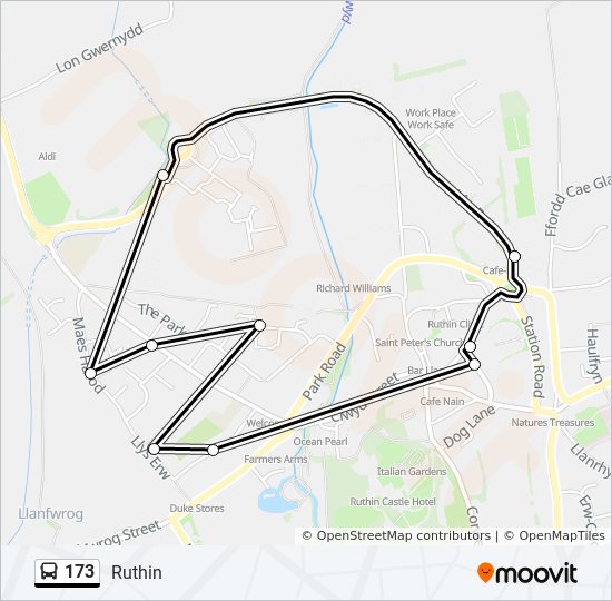 173 Bus Route Map 173 Route Schedules, Stops & Maps Ruthin (Updated)