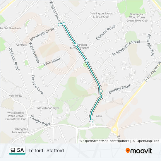 5a Route Schedules, Stops & Maps Telford Town Centre (Updated)