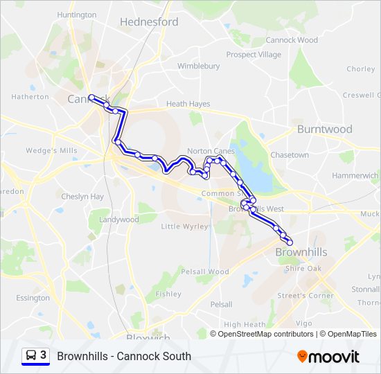 3 Route Schedules, Stops & Maps Cannock Town Centre (Updated)
