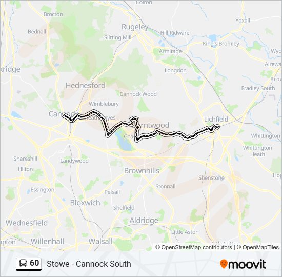 60 Route Schedules, Stops & Maps Cannock Town Centre (Updated)