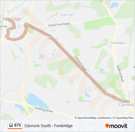 875 Route Schedules, Stops & Maps Cannock Town Centre (Updated)