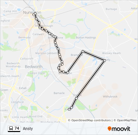 74 Route Schedules, Stops & Maps Ansty (Updated)