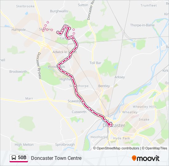 50b Route Schedules, Stops & Maps Doncaster Town Centre (Updated)