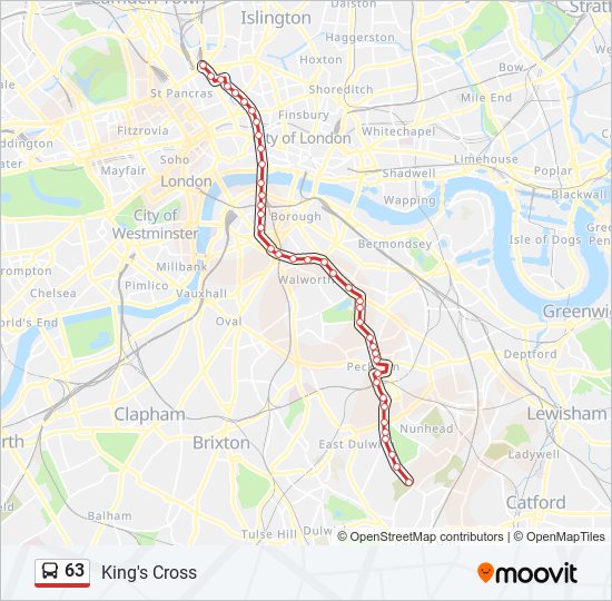 63 Route Schedules, Stops & Maps King's Cross (Updated)