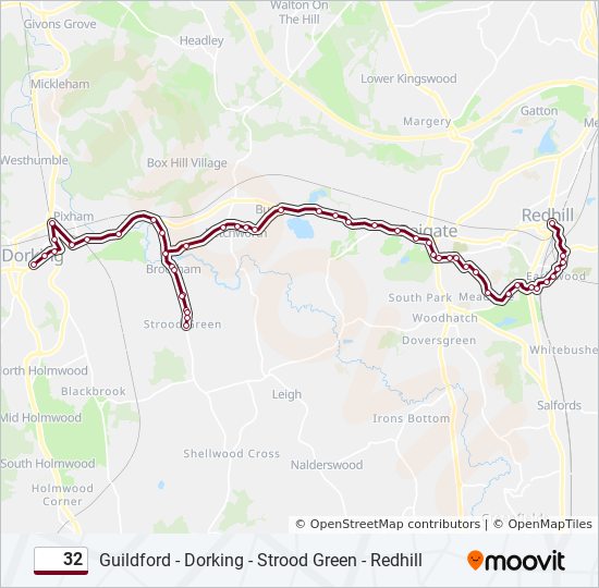 32 Route Schedules, Stops & Maps Dorking (Updated)