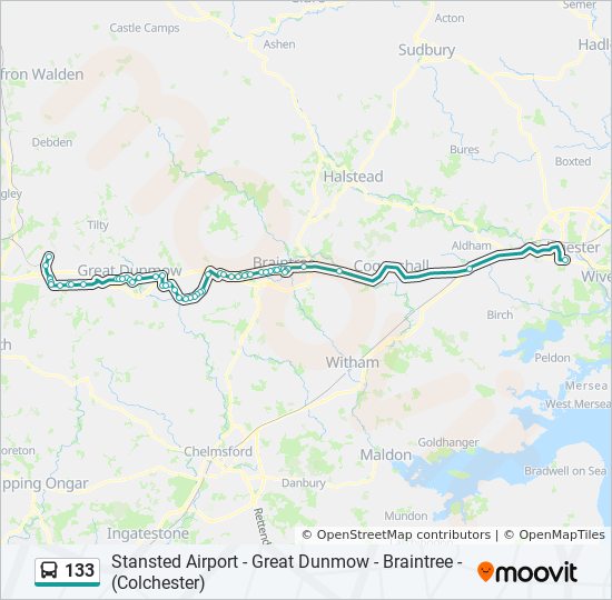 133 Route Schedules, Stops & Maps Colchester City Centre (Updated)