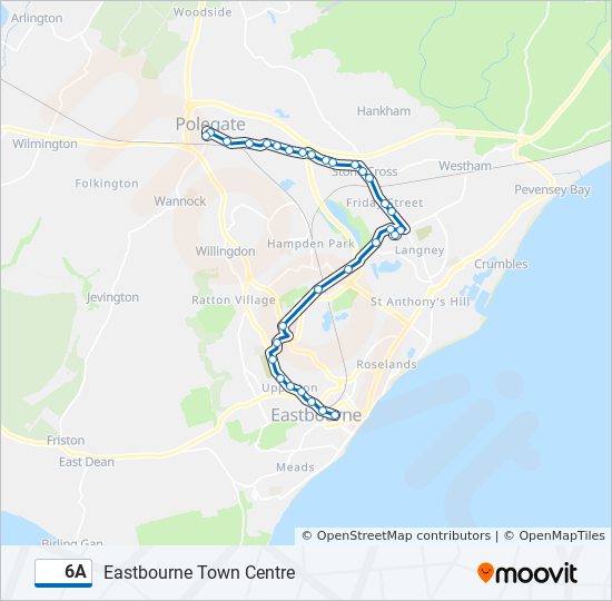 6a Route Schedules, Stops & Maps Eastbourne Town Centre (Updated)