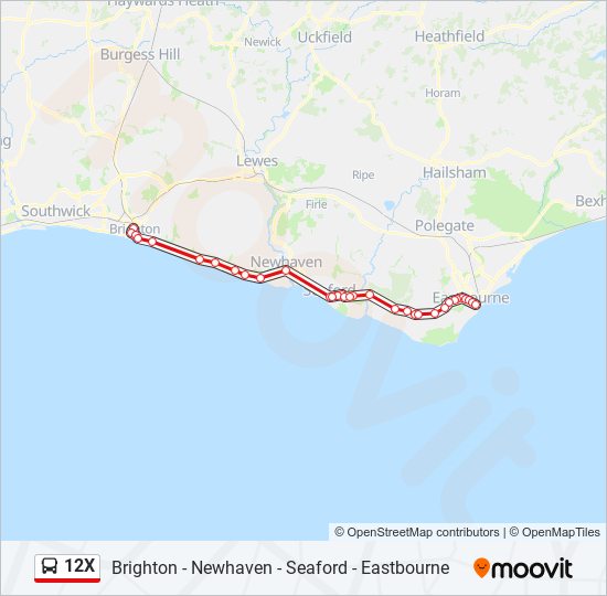 12x Route Schedules, Stops & Maps Eastbourne Town Centre (Updated)