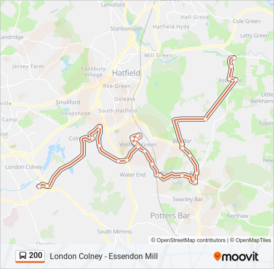200 Route Schedules, Stops & Maps London Colney (Updated)