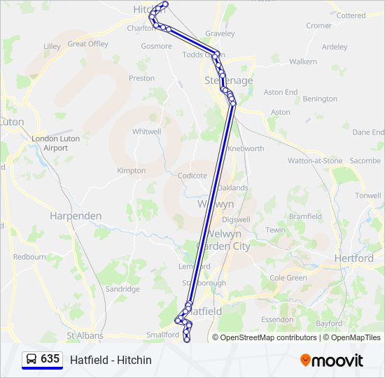 635 Route Schedules, Stops & Maps Hitchin (Updated)