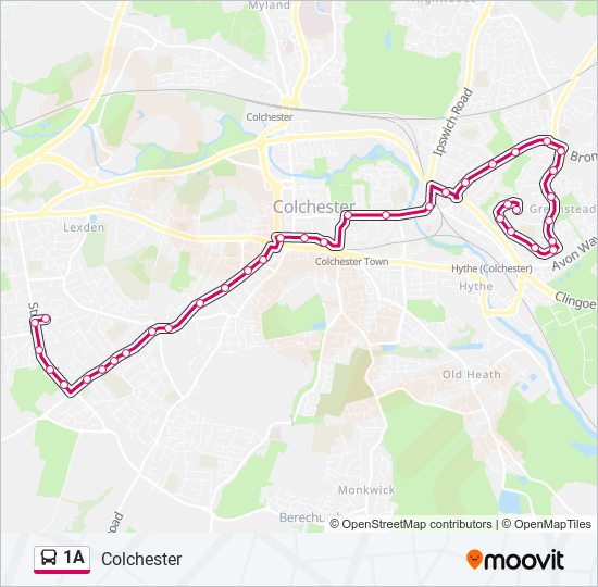 1a Route Schedules, Stops & Maps Colchester (Updated)