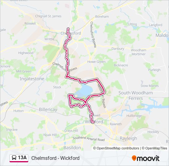 13a Route Schedules, Stops & Maps Chelmsford (Updated)