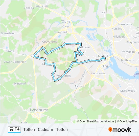 t4 Route Schedules, Stops & Maps Totton (Updated)