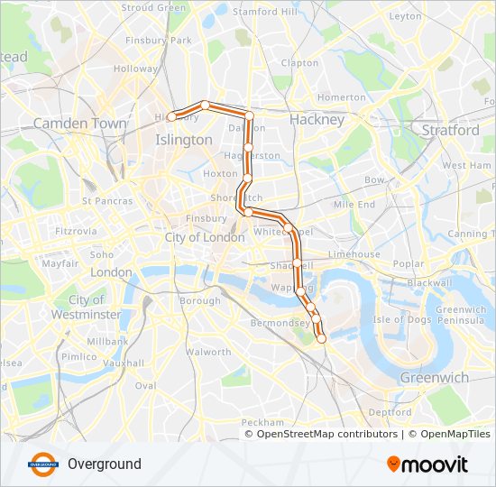 Line Route OVERGROUND Transport for London train Schedules Moovit