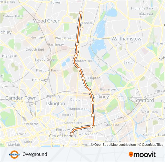 overground Route Schedules, Stops & Maps White Hart Lane‎→London