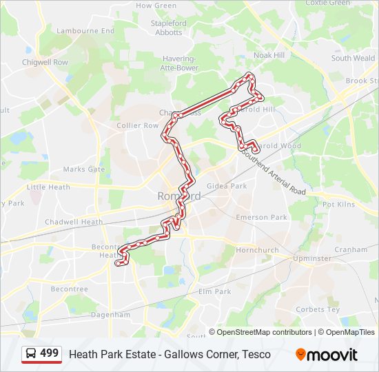 499 Route Schedules, Stops & Maps Gallows Corner, Tesco (Updated)