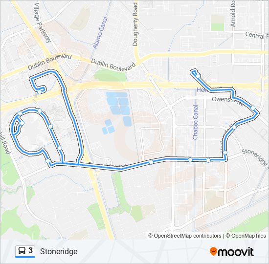 Ruta 3 horarios, paradas y mapas West Dublin BART Station‎→East
