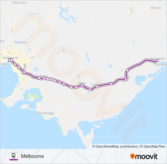 melbourne bairnsdale via sale traralgon Route Schedules, Stops & Maps