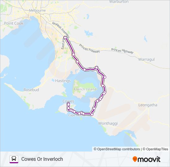 cowes or inverloch melbourne via dandenong koo wee rup Route Schedules