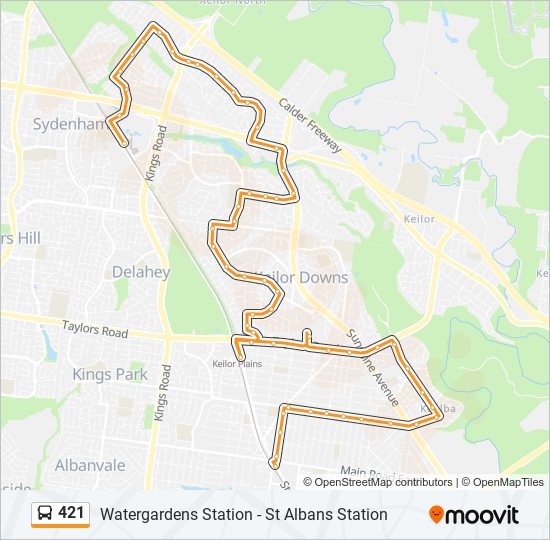 421 Route Schedules, Stops & Maps Watergardens Station (Updated)