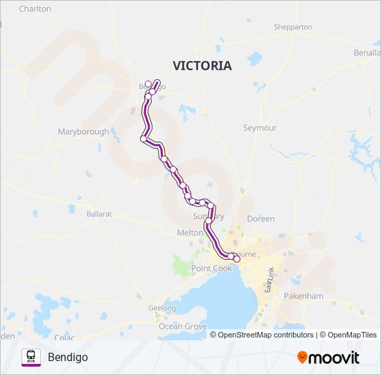 melbourne bendigo via sunbury Route Schedules, Stops & Maps Bendigo