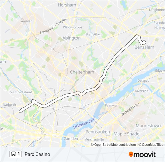 1 Route Schedules, Stops & Maps Parx Casino (Updated)