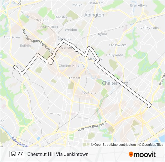 77 Route Schedules, Stops & Maps Chestnut Hill Via Jenkintown (Updated)