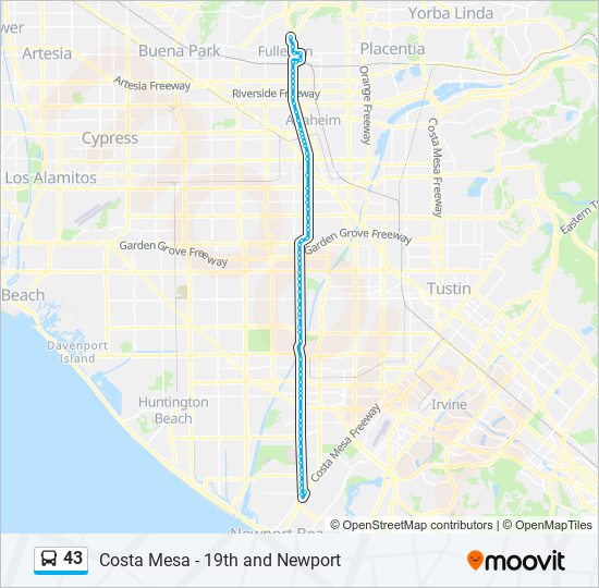 Octa Maps And Schedules 43 Route: Schedules, Stops & Maps - Costa Mesa - 19Th And Newport (Updated)