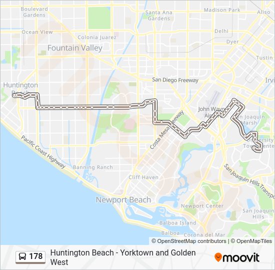 Octa Maps And Schedules 178 Route: Schedules, Stops & Maps - Huntington Beach - Yorktown And Golden West (Updated)