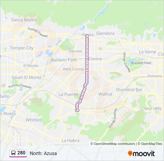 280 Route Schedules, Stops & Maps North Azusa (Updated)