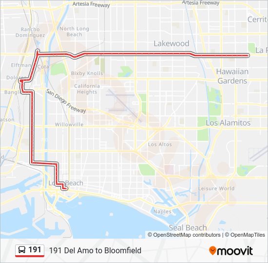 Bus 191 Route Map 191 Route: Schedules, Stops & Maps - 191 Del Amo To Bloomfield (Updated)