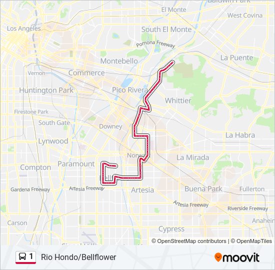 1 Route Schedules, Stops & Maps Bellflower via Norwalk (Updated)