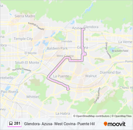 281 Route Schedules, Stops & Maps North Glendora (Updated)