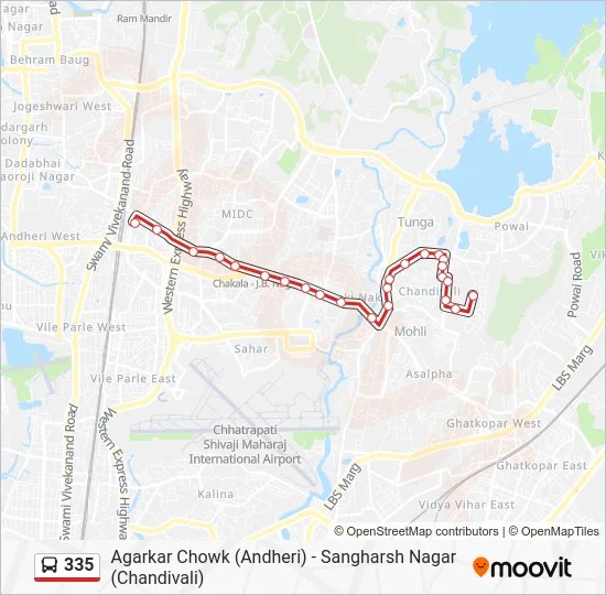 335 Bus Route Timetable 335 Route: Schedules, Stops & Maps - Agarkar Chowk (Andheri-E) (Updated)