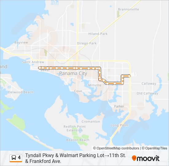 4 Route Schedules, Stops & Maps Tyndall Pkwy & Walmart Parking Lot‎→