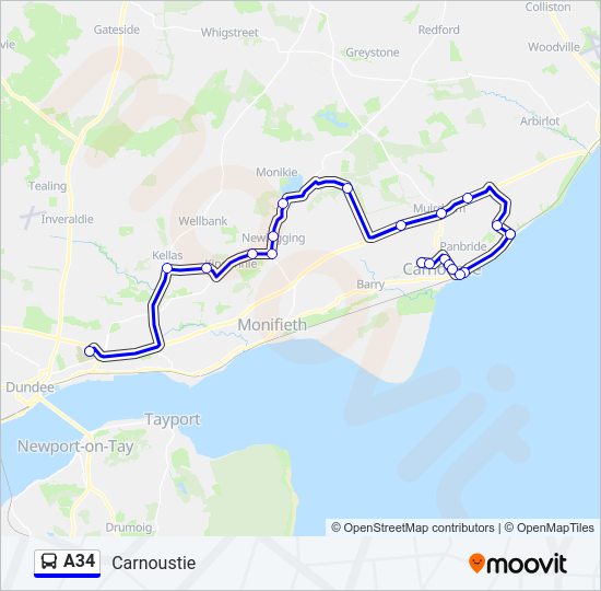 a34 Route Schedules, Stops & Maps Carnoustie (Updated)
