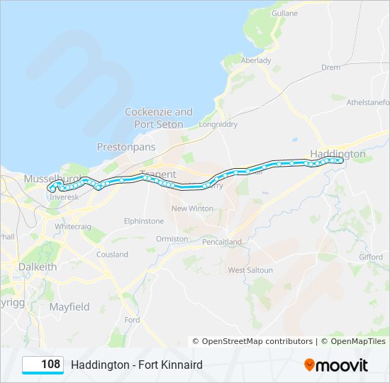 108 Route Schedules, Stops & Maps Musselburgh (Updated)