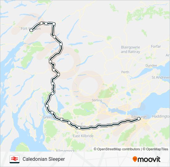 caledonian sleeper Route Schedules, Stops & Maps Fort William (Updated)
