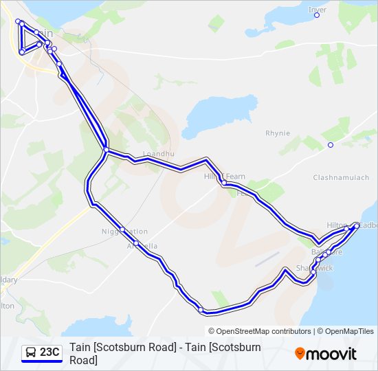23c Route Schedules, Stops & Maps Tain (Updated)