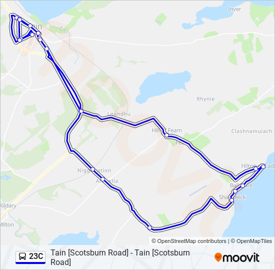 23c Route Schedules, Stops & Maps Tain (Updated)