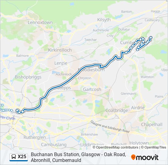 x25 Route Schedules, Stops & Maps Abronhill (Updated)