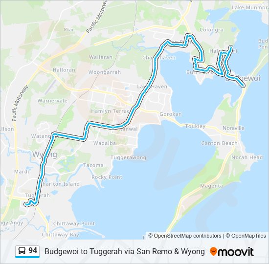 94 Route Schedules, Stops & Maps Tuggerah (Updated)