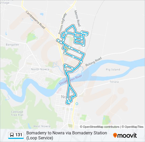 131 Route Schedules, Stops & Maps Bomaderry & Nowra (Updated)