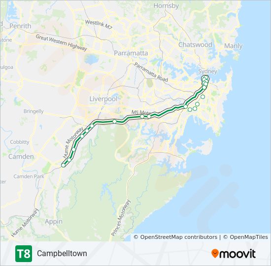 t8 Route Schedules, Stops & Maps Campbelltown (Updated)