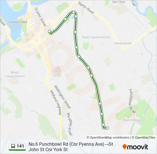 141 Route Schedules, Stops & Maps No.6 Punchbowl Rd (Cnr Pyenna Ave